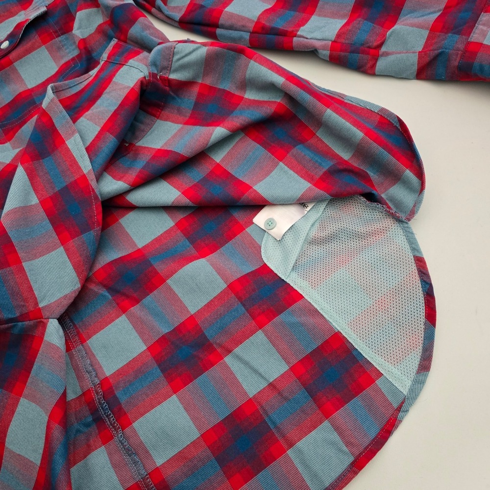 Columbia Women's High Bridge Lane EXS Plaid Button Down Flannel Shirt Red Blue L - Picture 8 of 16